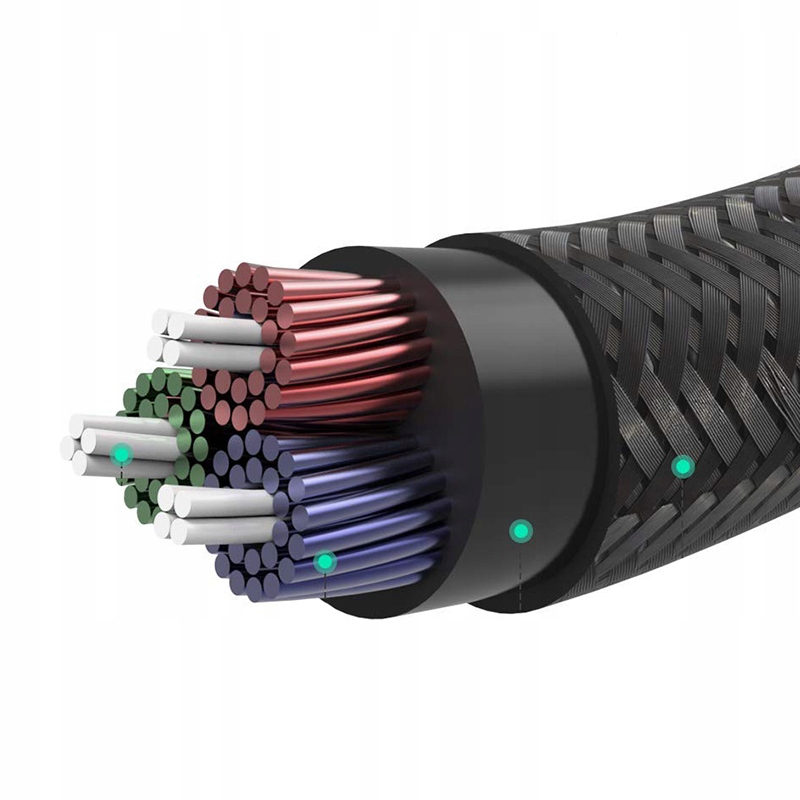 KABEL PRZEWÓD AUDIO MINI JACK 3,5MM AUX DŁUGI MOCNY WZMACNIANY NYLONOWY 1m Model 01653