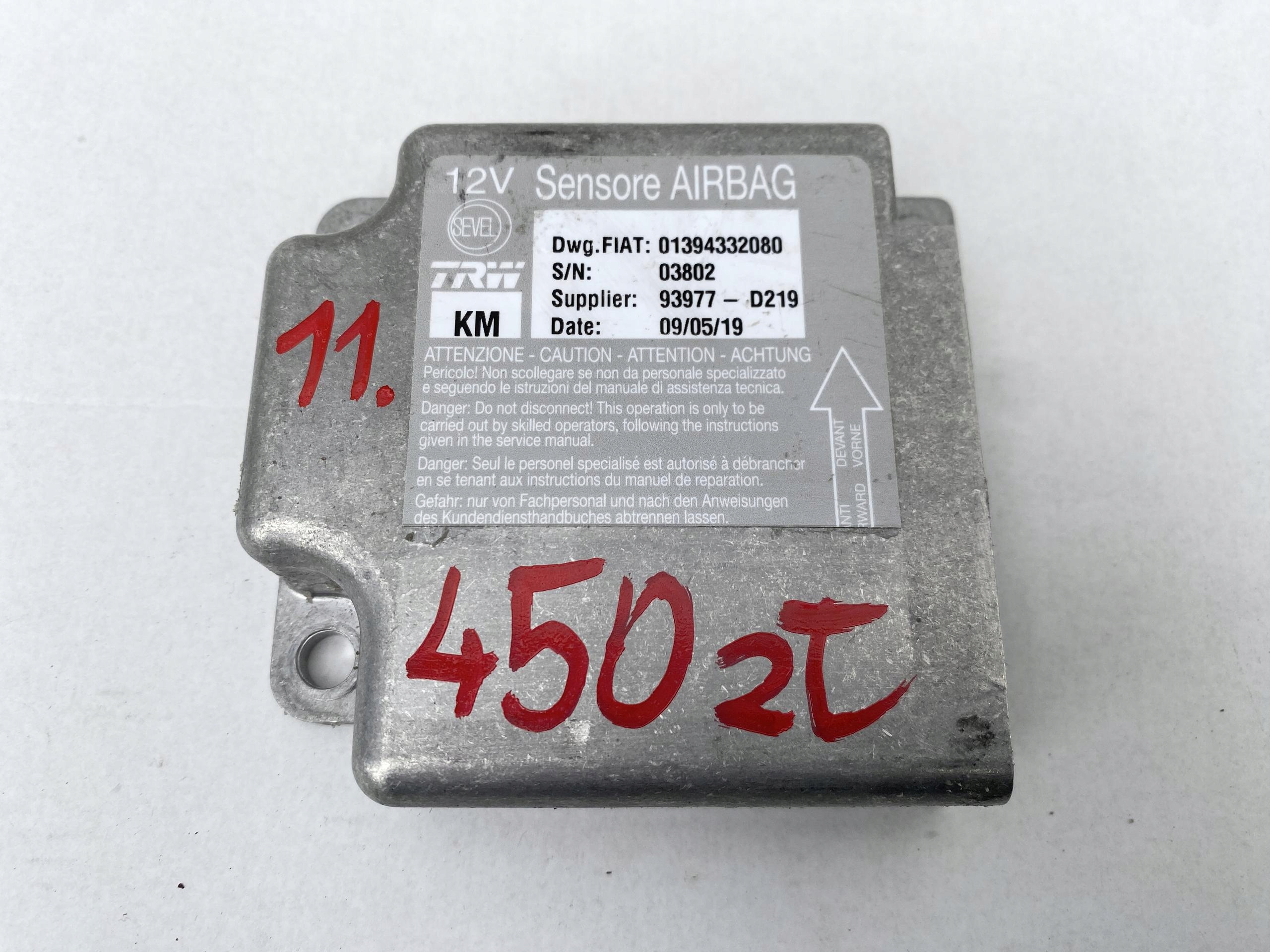 DUCATO BOXER JUMPER 14- modulo SENSOR Centralina airbag airbag 1394332080