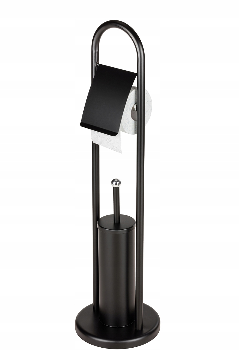 STOJAK NA PAPIER TOALETOWY + SZCZOTKA DO WC ZESTAW CZARNY METALOWY LOFT