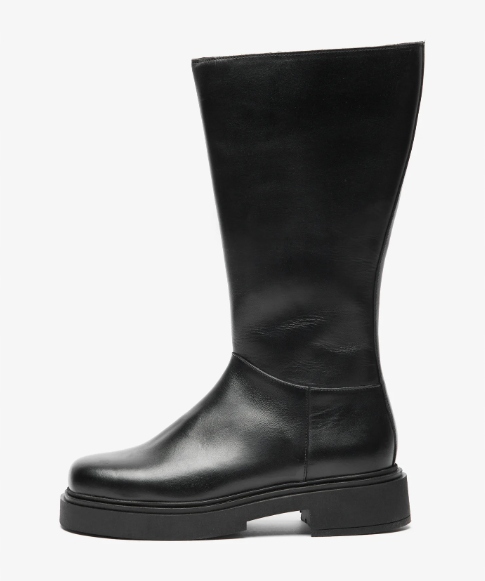 Zign kozačky kotníkové boty Černé do poloviny lýtka z kůže na platformě vel.