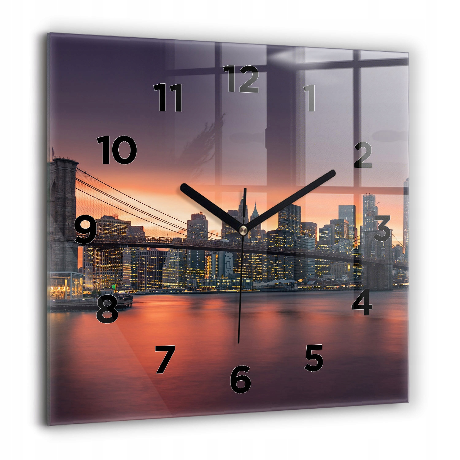 Velké skleněné ozdobné nástěnné hodiny jako Dárek k New Yorku East River 60x60
