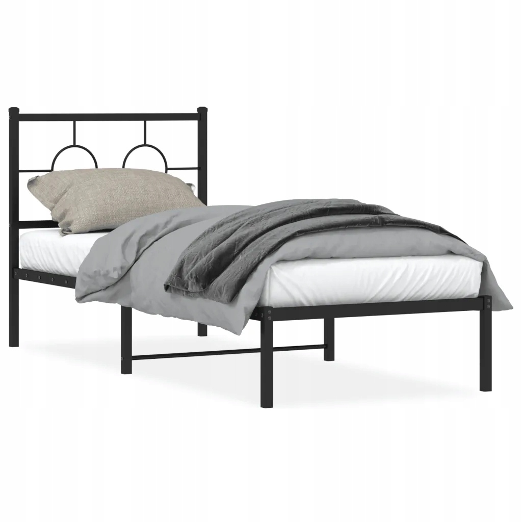 Černý kovový rám postele o rozměrech 207 x 85 x 91 cm s úložným prostorem