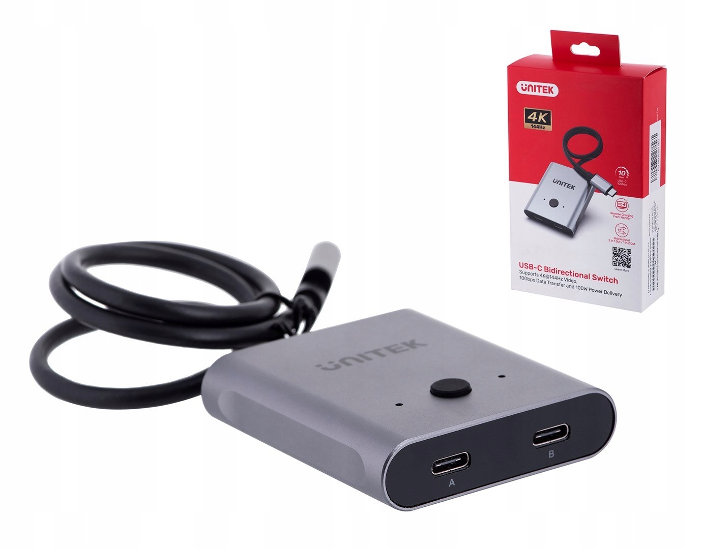 Unitek dwukierunkowy przełącznik sygnału Usb-c, 2 in 1 out 4K