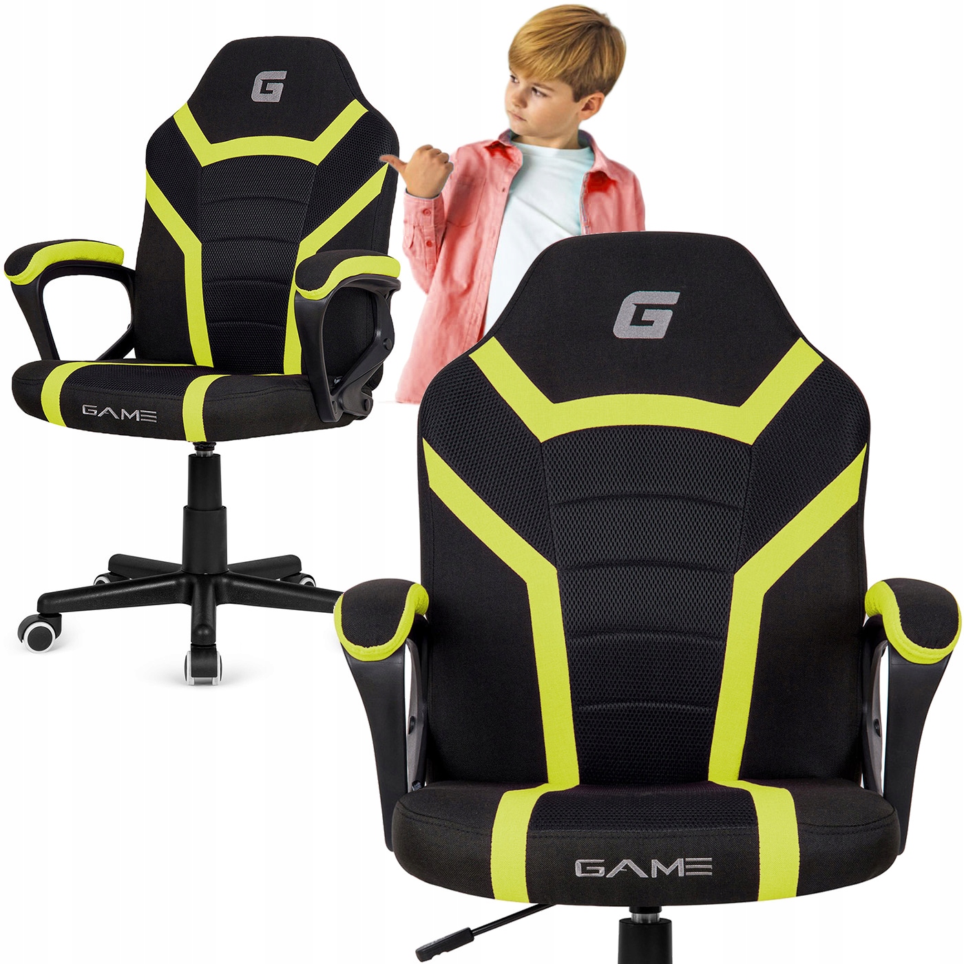 Fotel obrotowy wentylowany gamingowy krzesło do biurka zielone tkanina