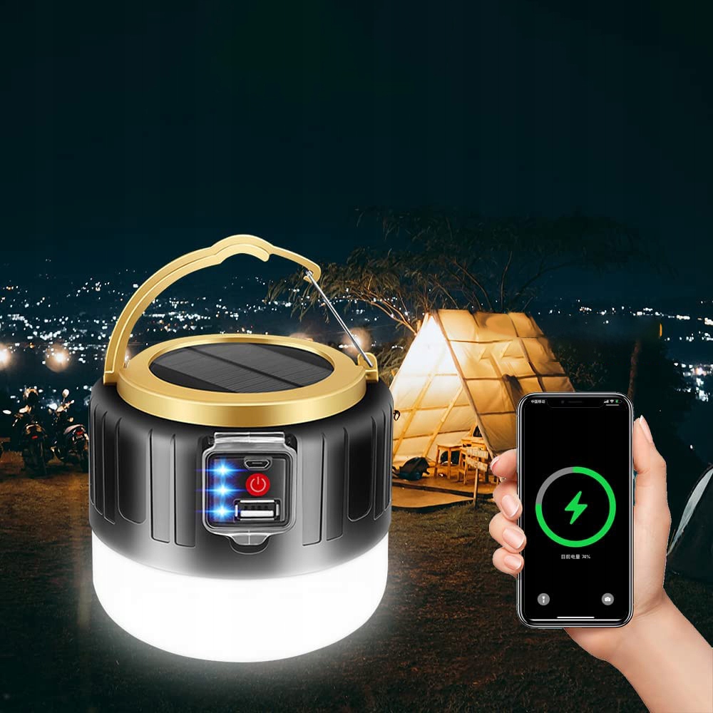 LAMPA LATARKA KEMPINGOWA LED SOLARNA BATERIE USB Źródło światła LED