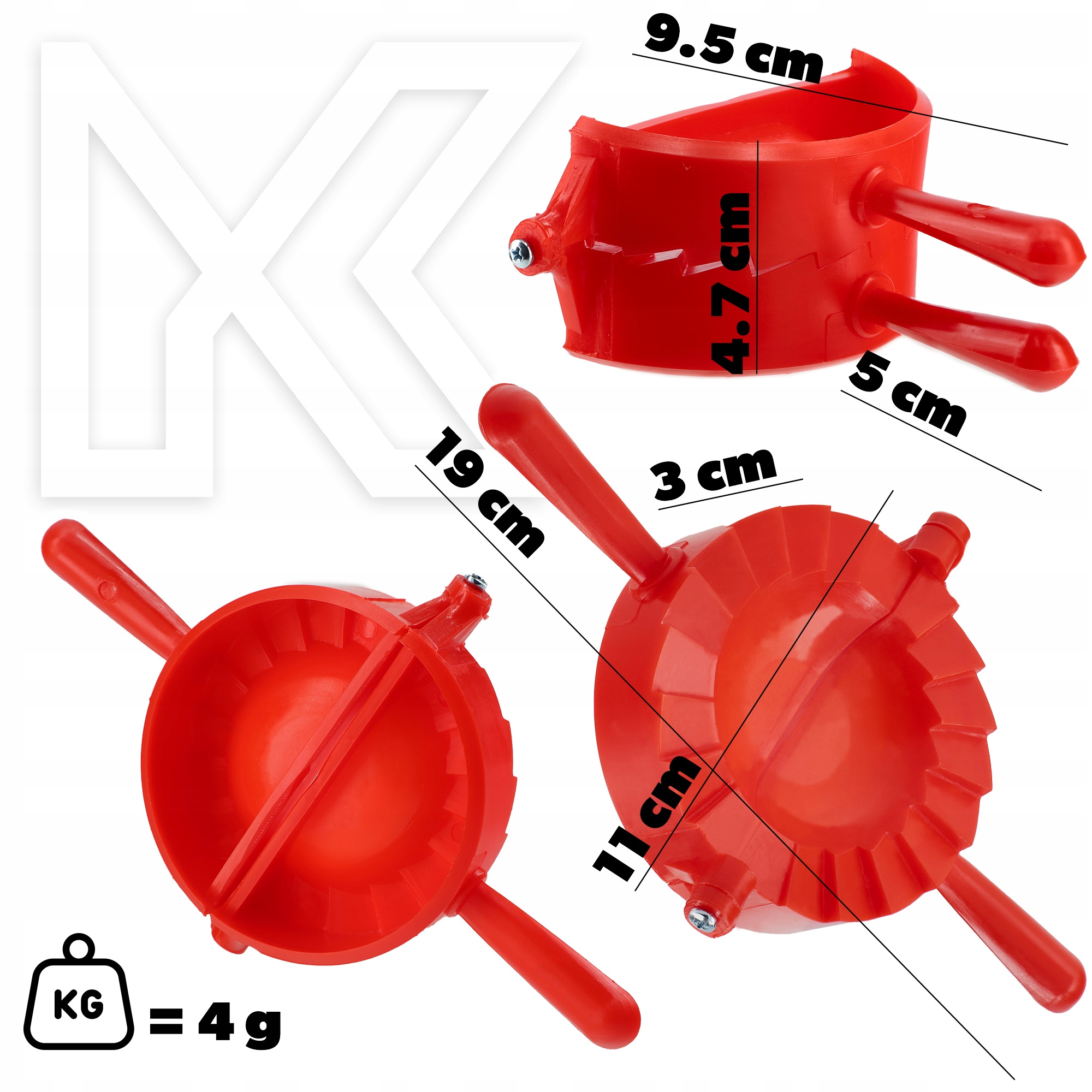 FORMA DO LEPIENIA PIEROGÓW USZEK WYKRAWACZ PIEROGARKA FOREMKA MASZYNKA 4szt Marka Kadax