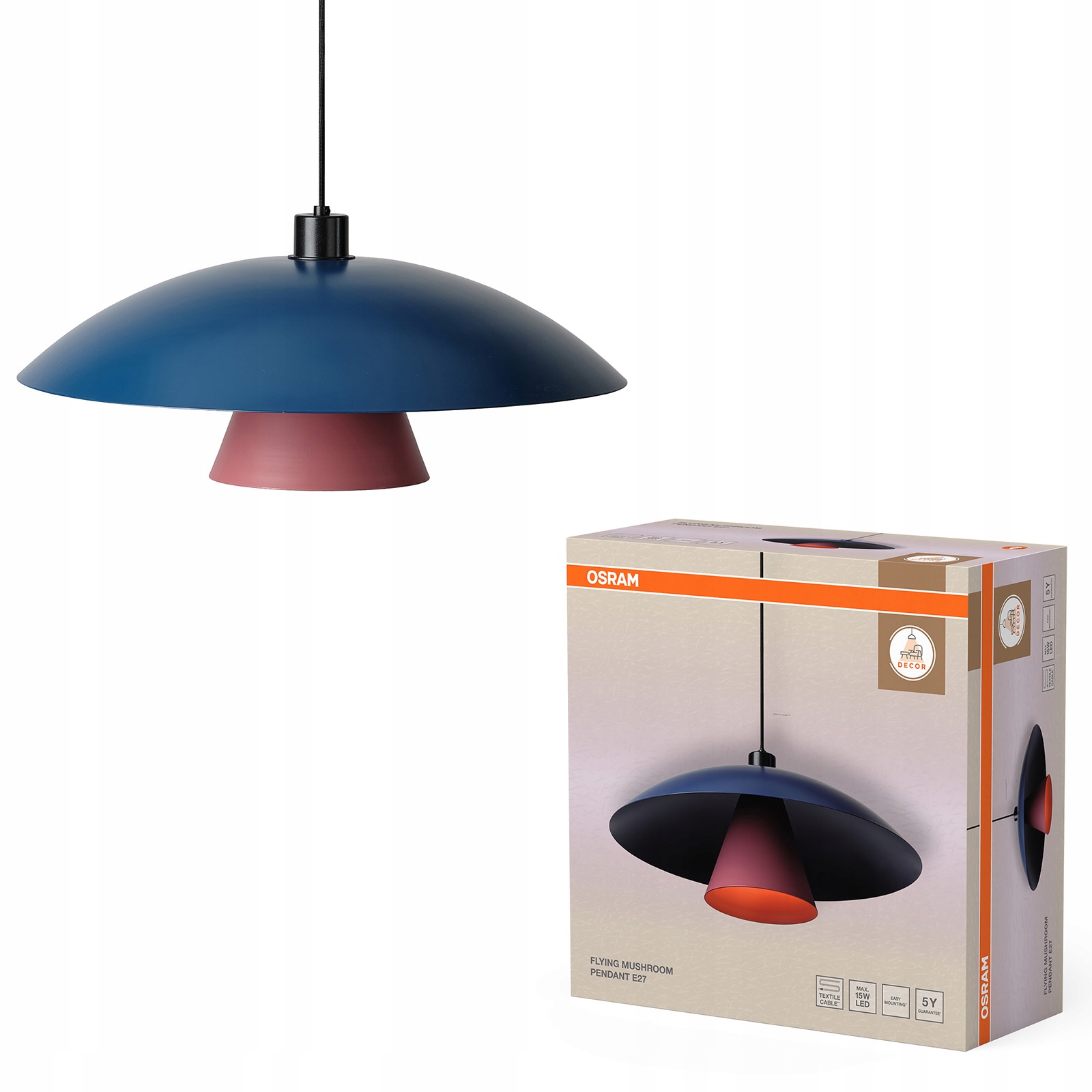 Závěsné Stropní Svítidlo Dekorativní E27 Decor Flying Mushroom Pendant Osram