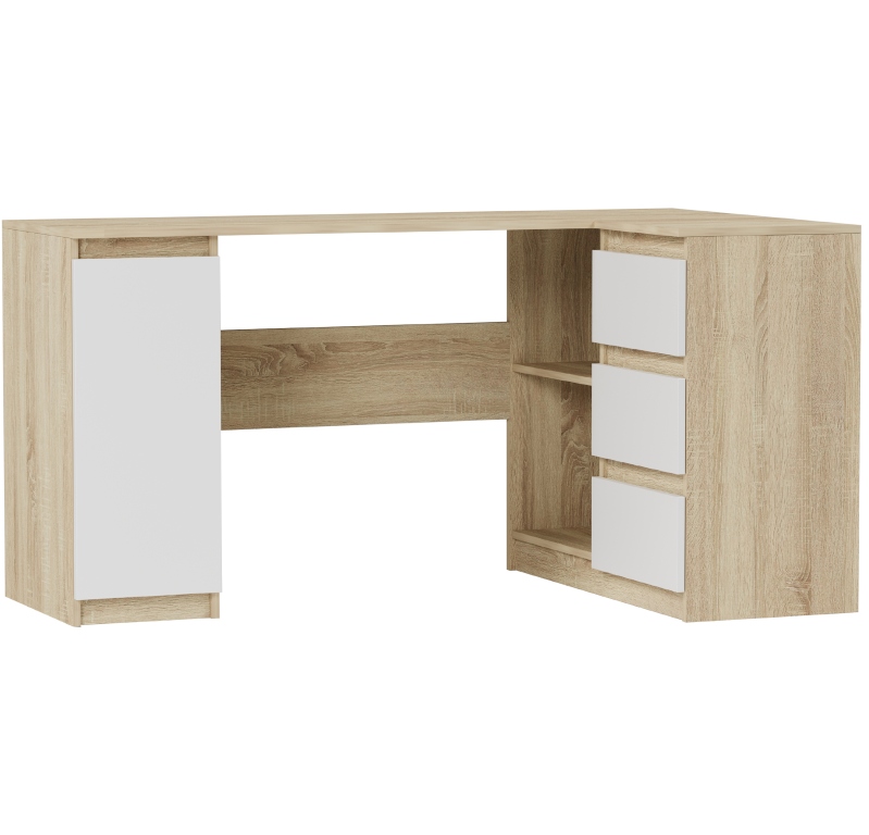 Biurko narożne komputer 3sz 150cm sonoma biały N12