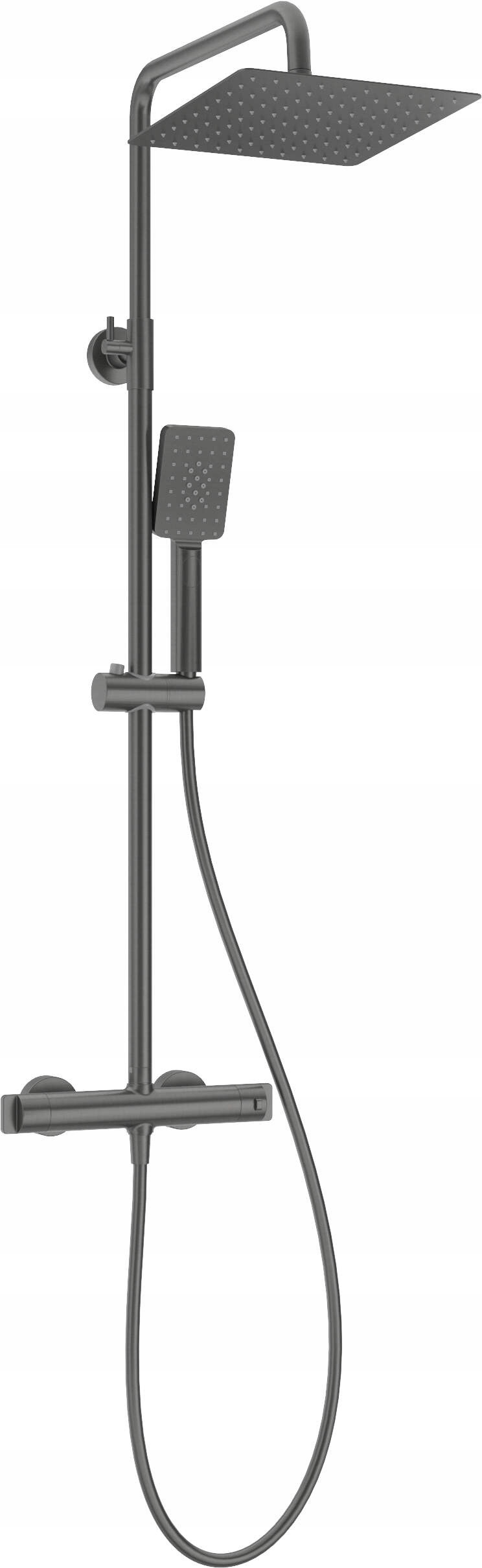 Dažďová sprcha s termostatickou batériou, titanium, štvorcová, 250 x 250 mm