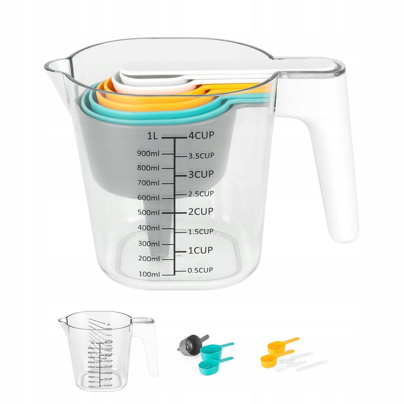 

Miarki kuchenne z lejkiem zestaw Konighoffer 7 szt