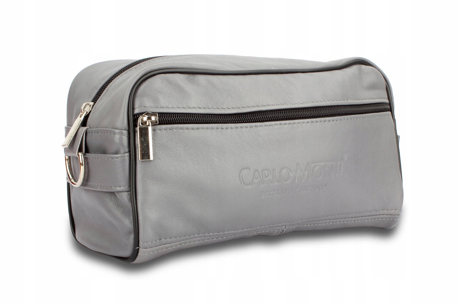 Elegantní Kožená kosmetická taška Velká z přírodní ovčí kůže Šedá KOS3-SZ