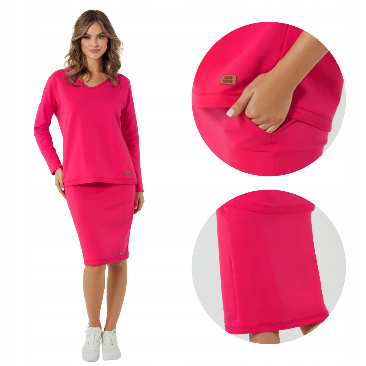 Dámská fuchsiová midi Sukně velikost L Stella Italian Fashion