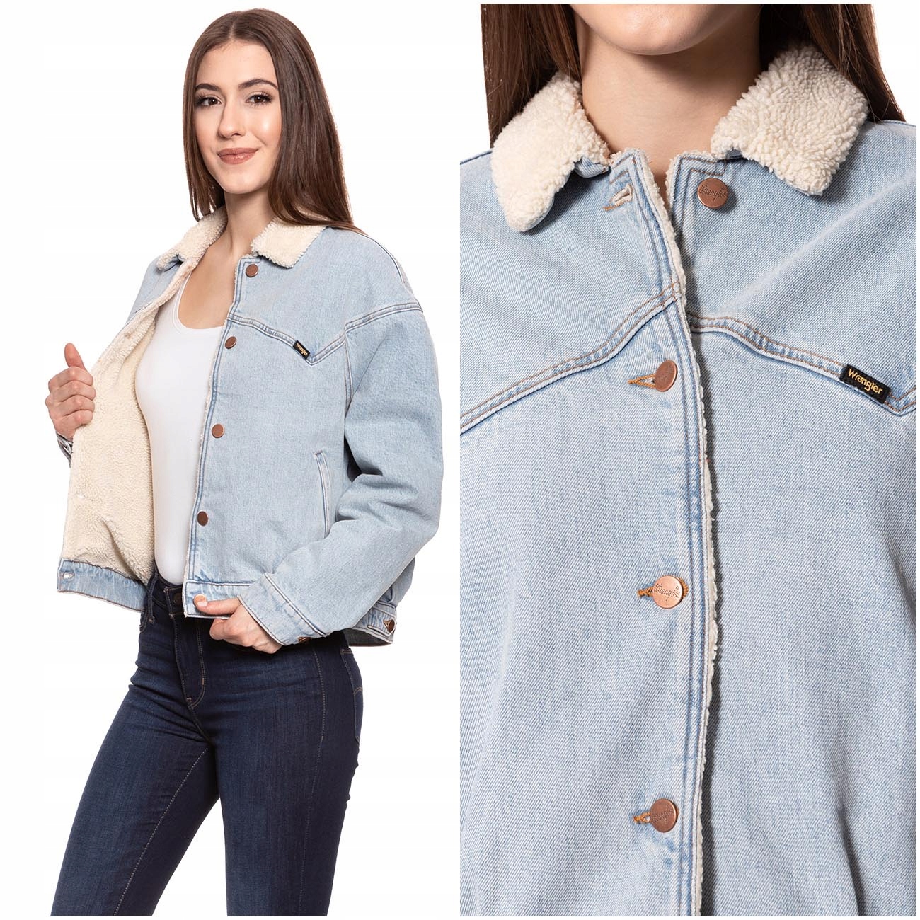 

Wrangler Sherpa Damska Kurtka Jeansowa Retro L