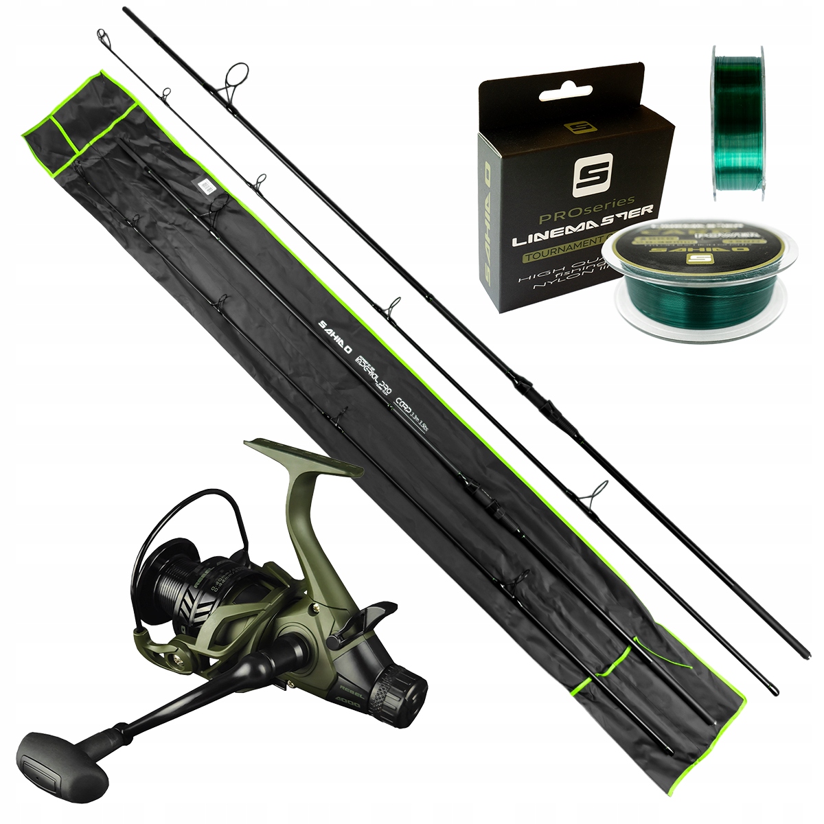 Zestaw Carp Master Pro 330 Carbon Fiber Premium Wędka Kołowrotek Żyłka