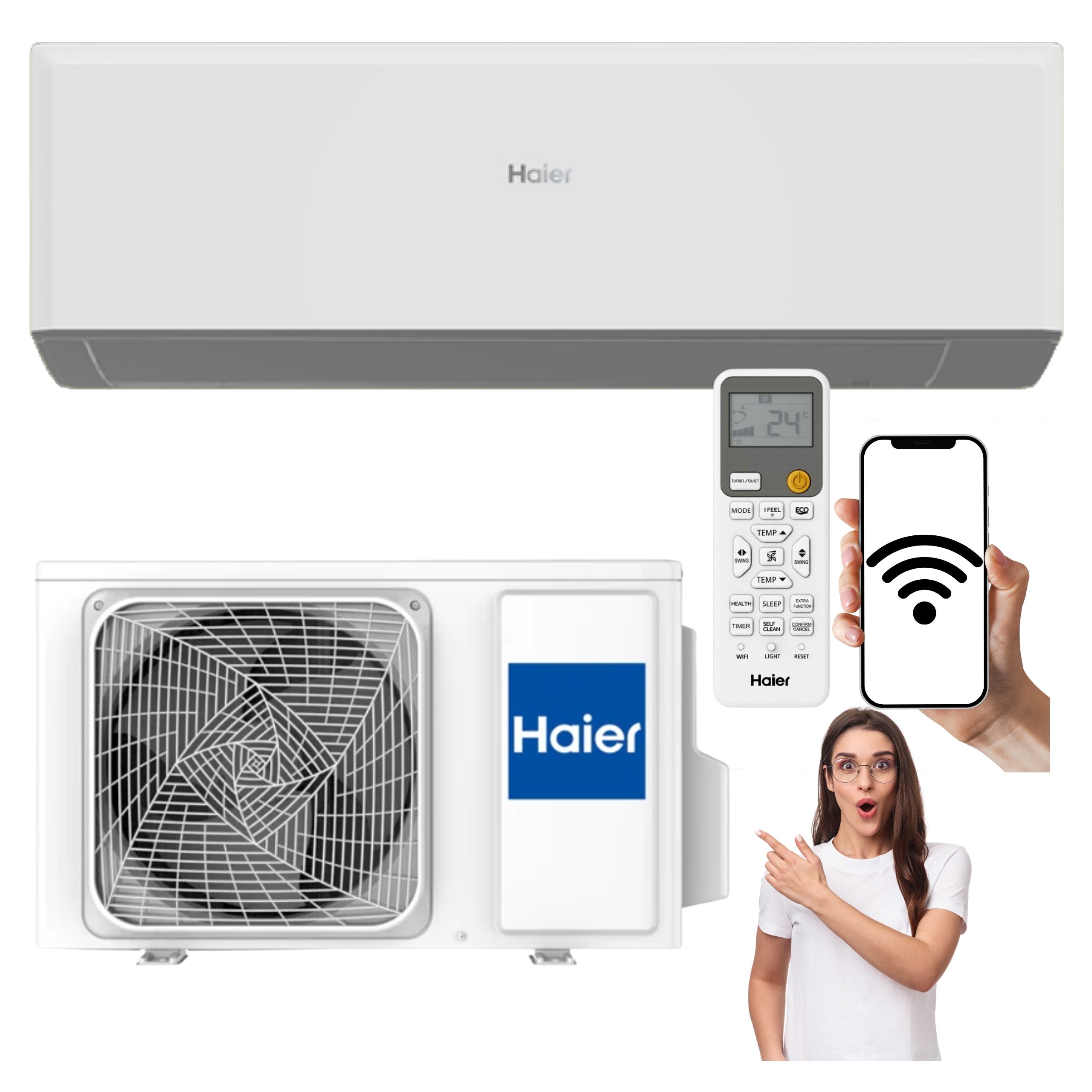 Nástenný klimatizátor s WiFi Haier Revive Plus 3.5 kW 40 m Výkonný Do Domácnosti