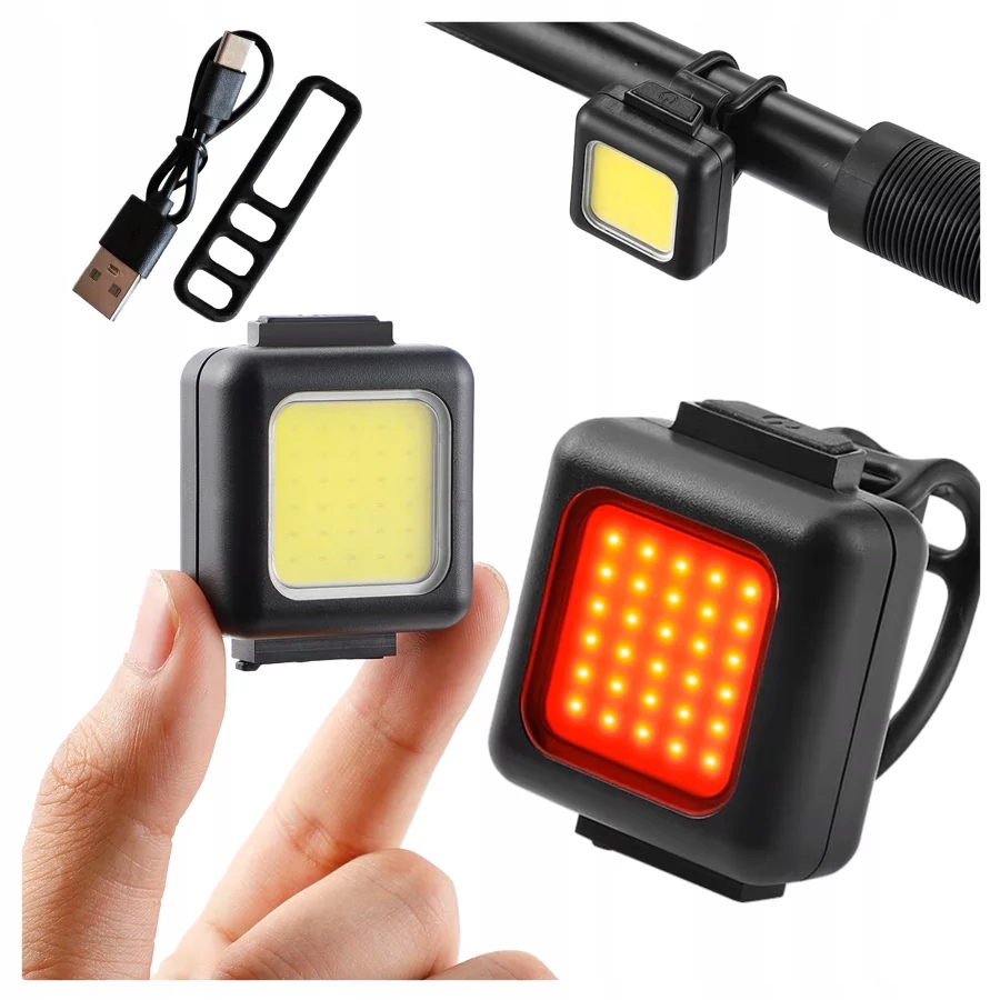Lampka Rowerowa Led Przód Tył Usb Mocna Zestaw Na Kierownicę Rower Światło