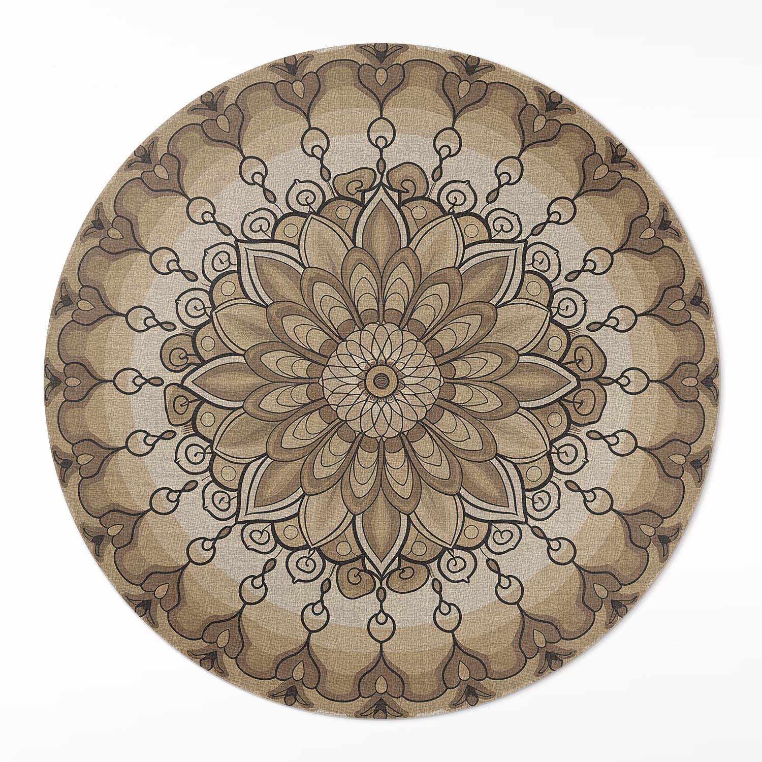 Moderný okrúhly vinylový koberec Do Obývačky Symetrické vzory mandaly ⌀ 150 cm