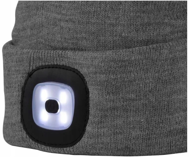 CZAPKA ZIMOWA Z LATARKĄ 4xLED BEZPIECZNA SZARA Kod producenta 3132852