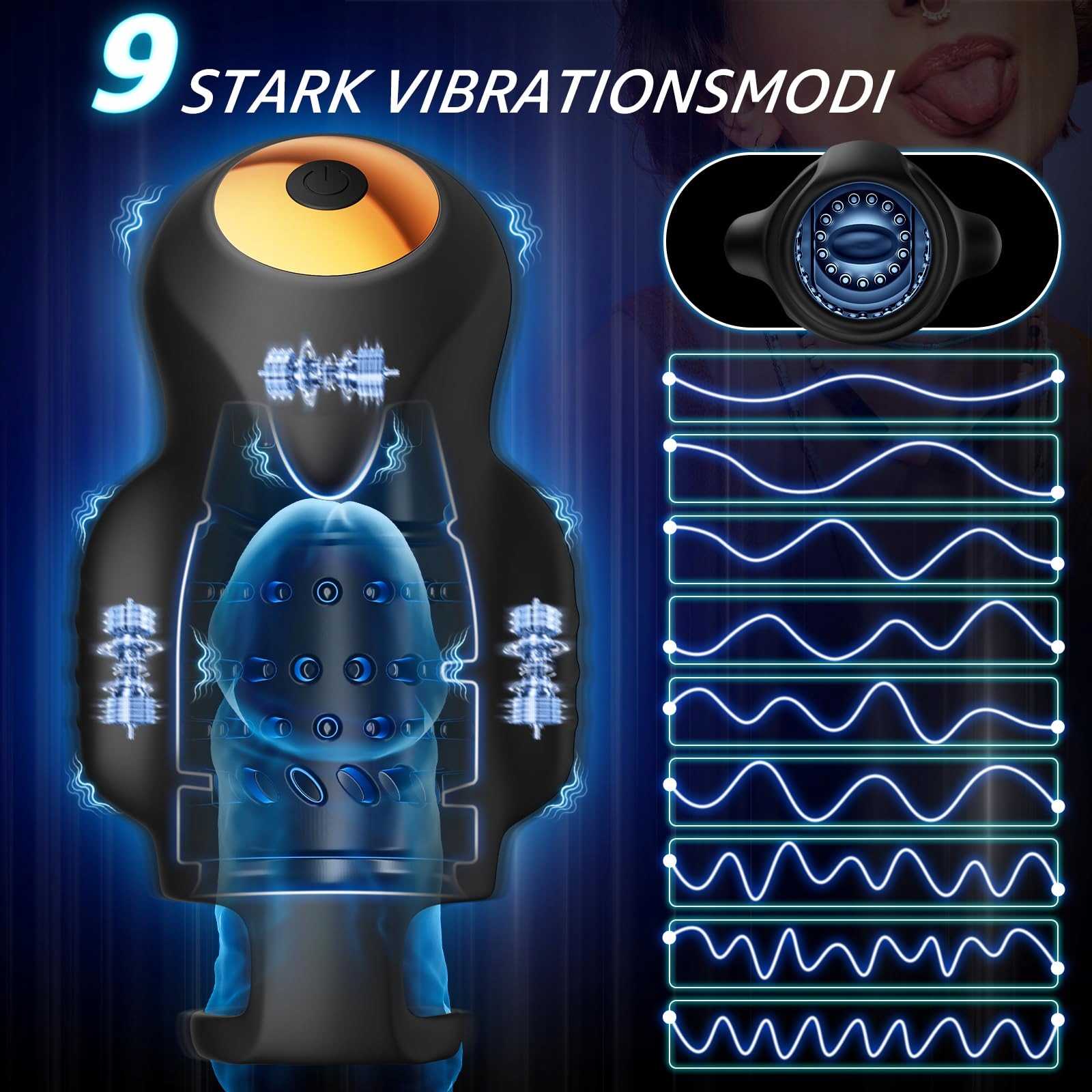 KEXYZ Masturbator Dla Mężczyzn Wibrator Eichel Stymulator 9 Trybów Wersja 1 — miniatura 3