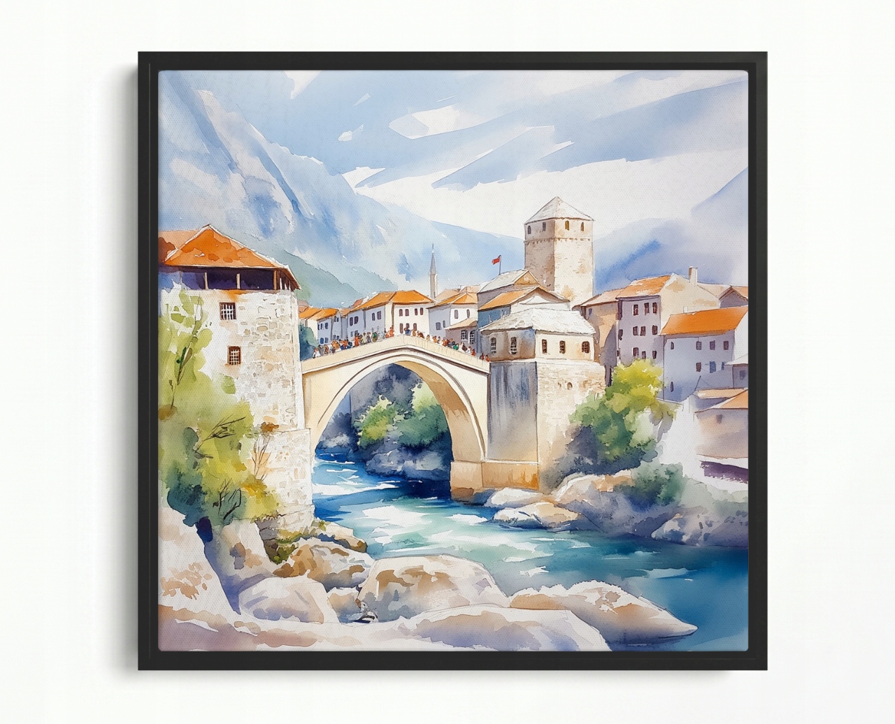 Obraz Rám Americký Box Balkán Bosna Mostar Město Most Turistika 80x80