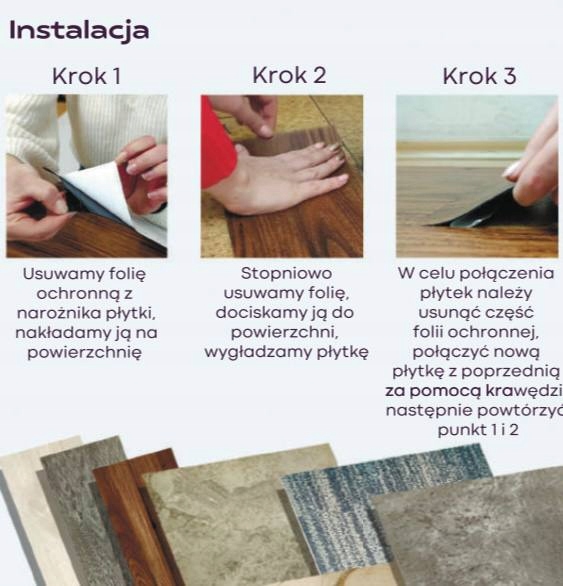 Płytka winylowa samoprzylepna 45,7 x 45,7 cm Szerokość produktu 45.7 cm