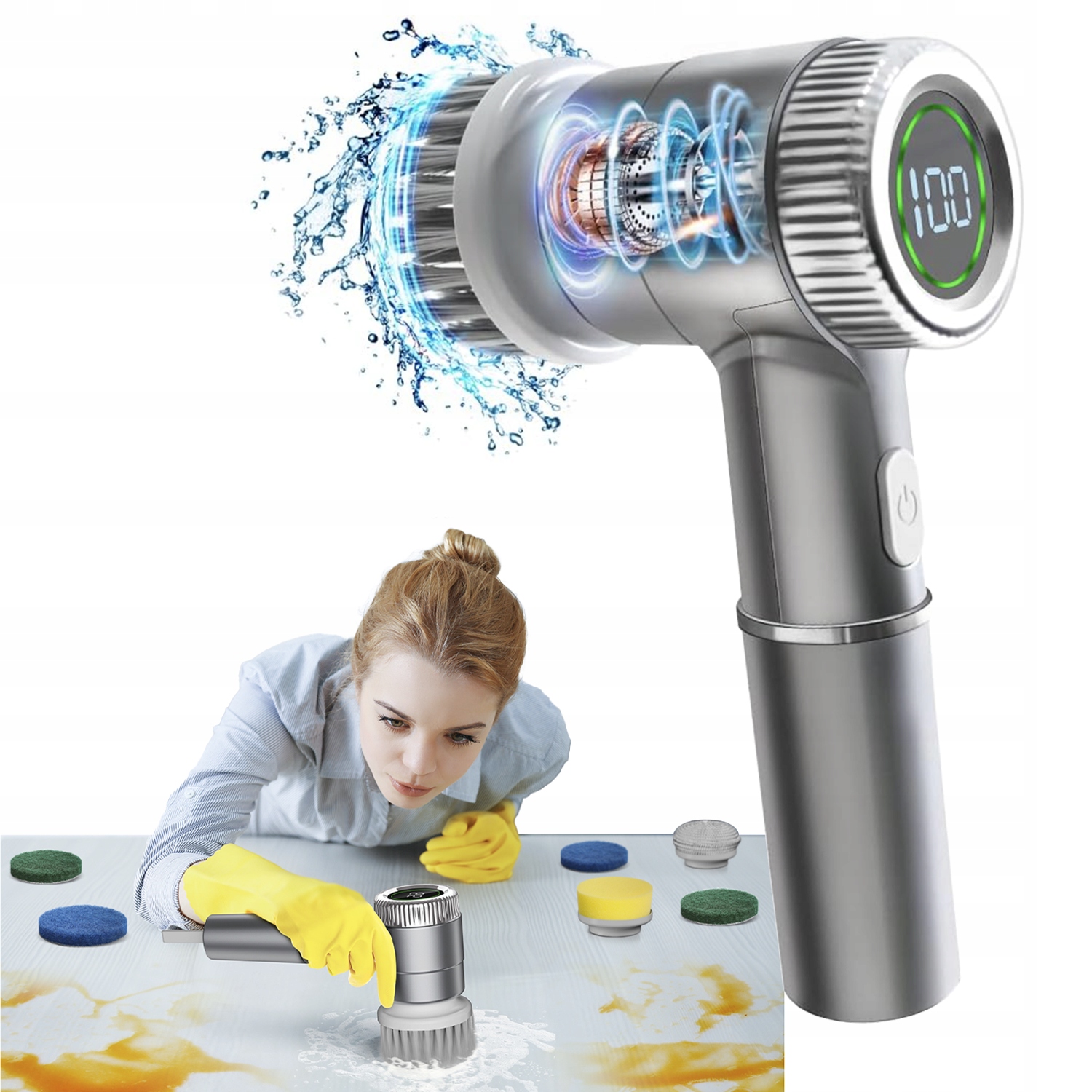 Levně Elektrický Čisticí Kartáč Do Koupelny, Podlaha, Spáry, Rotační, IPX7 5V1