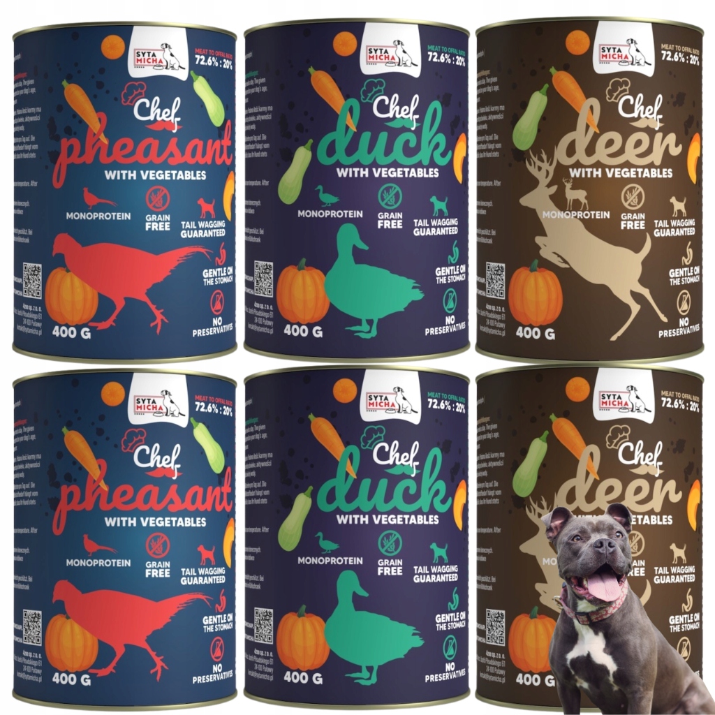 Syta Micha Chef Mokra Karma dla Psa MIX Smaków Bażant Kaczka Jeleń 6x400g