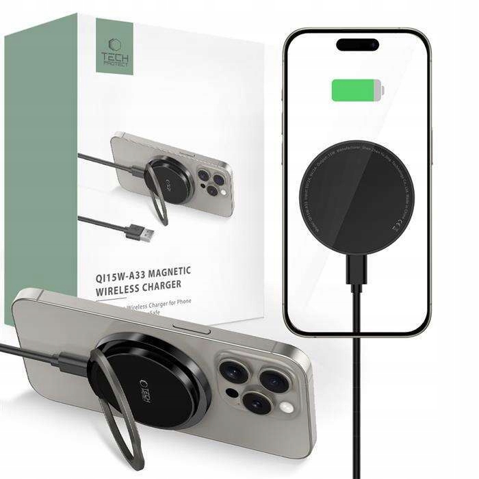 Tech-protect QI15W-A33 Magnetic Magsafe Ładowarka Indukcyjna Black