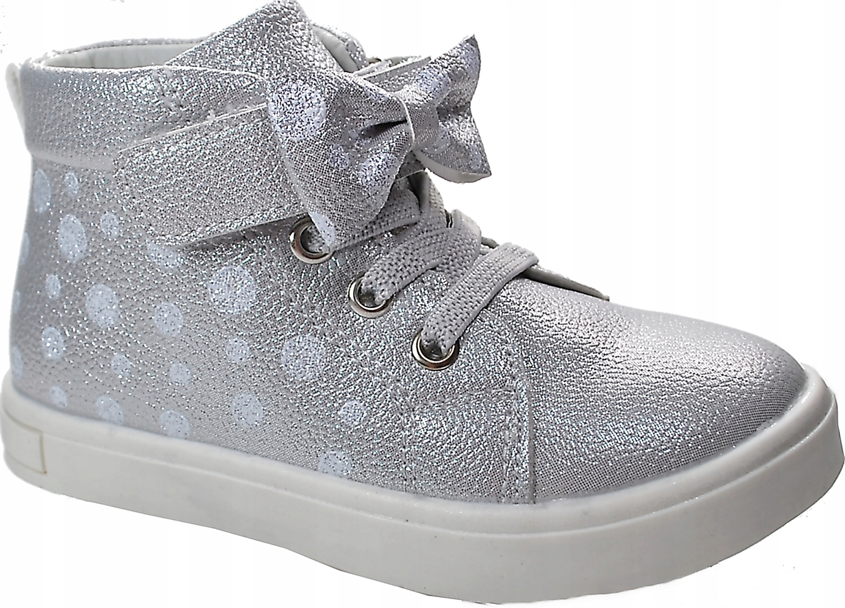 SREBRNE BOTKI TRZEWIKI wkł profil skóra suwak r 25