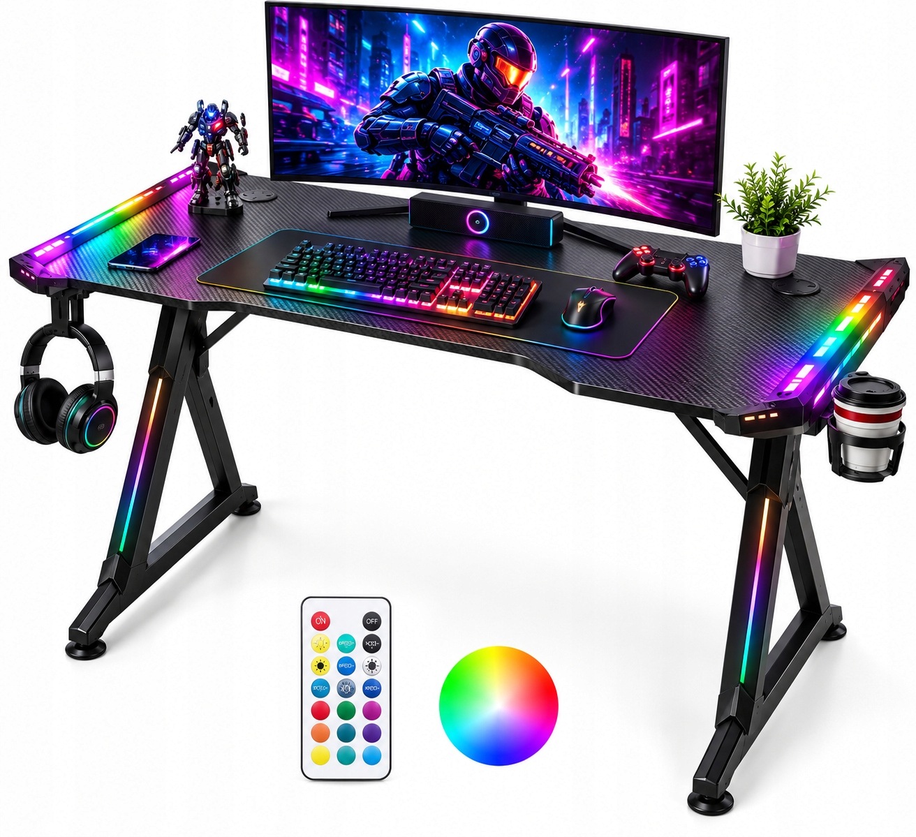 Herní stůl 120x60 Led Rgb Wemuzviu