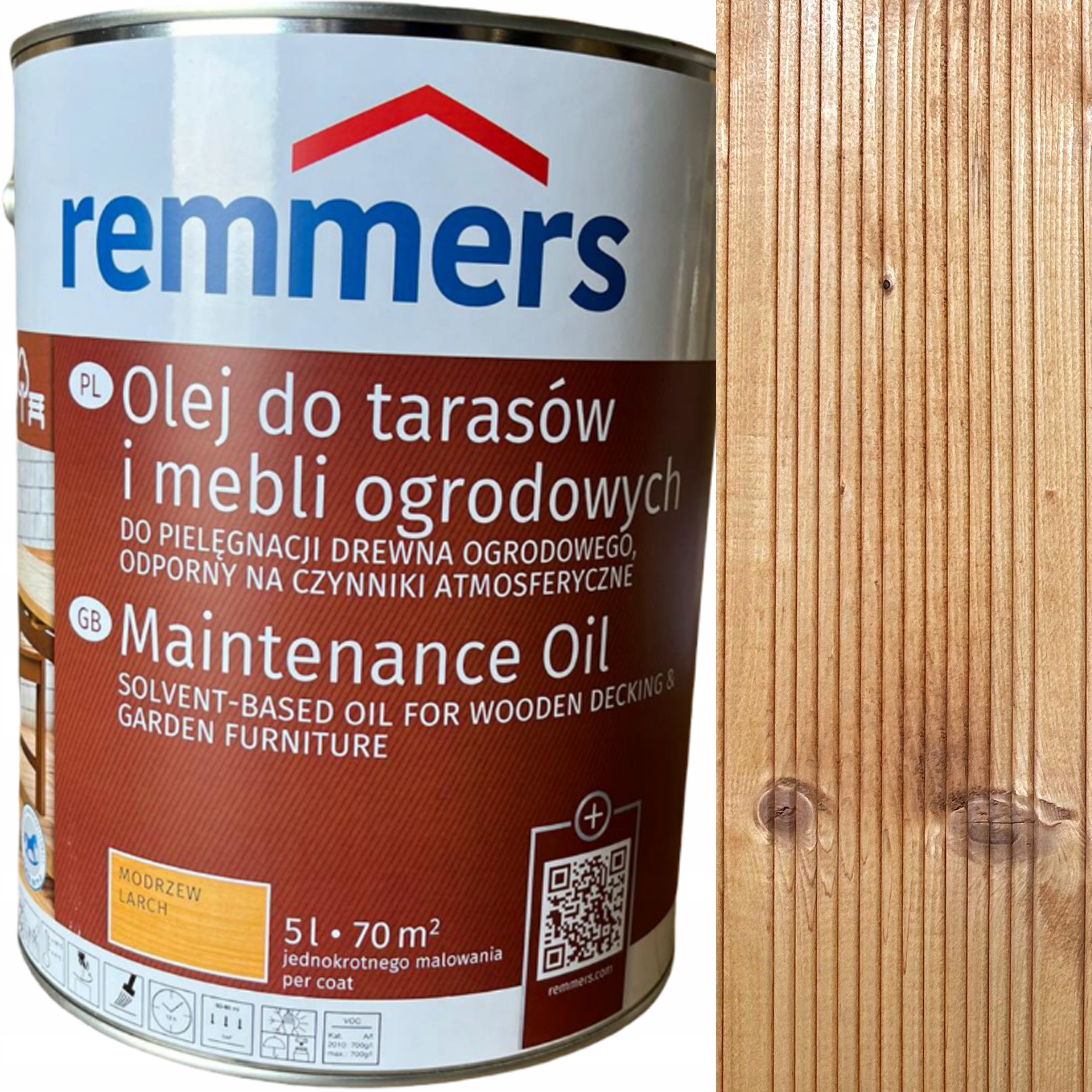 Olej do tarasów i mebli ogrodowych Remmers Modrzew 2654 5L