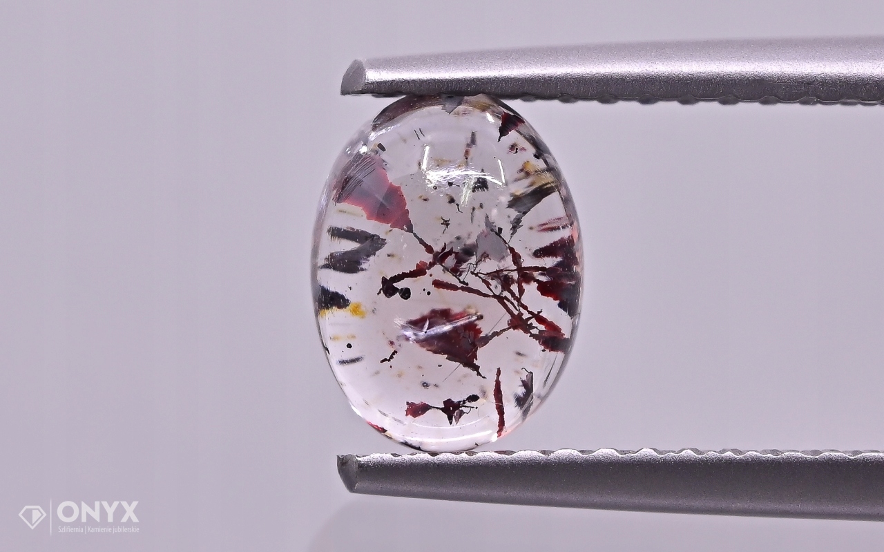 Jahodový křemen kabošon ovál 7,5x5,5 mm