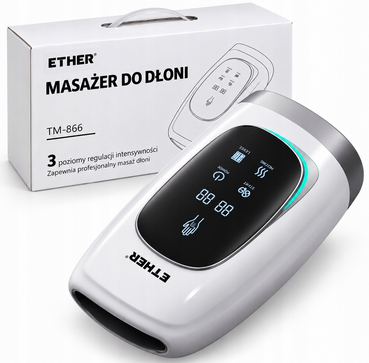 Masażer Do Dłoni Nadgarstka Rąk Bezprzewodowy Grzanie Akupresura Premium