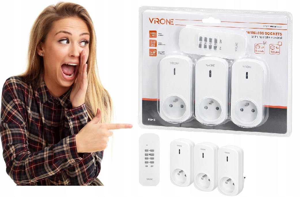 

3 Gniazda Bezprzewodowe Na Pilota Wyłącznik 3+1