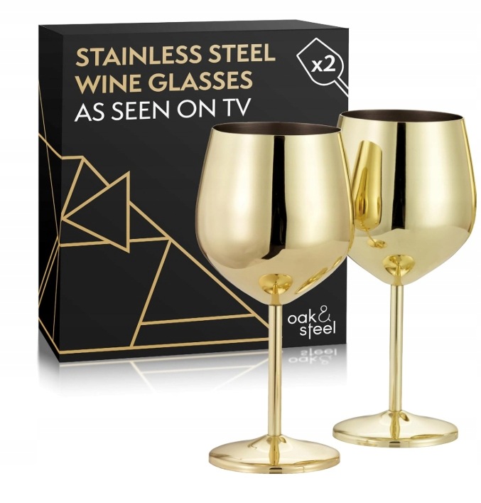 Zlaté skleničky na víno ocelové lesklé 2ks 500ml Love is Blind dárek