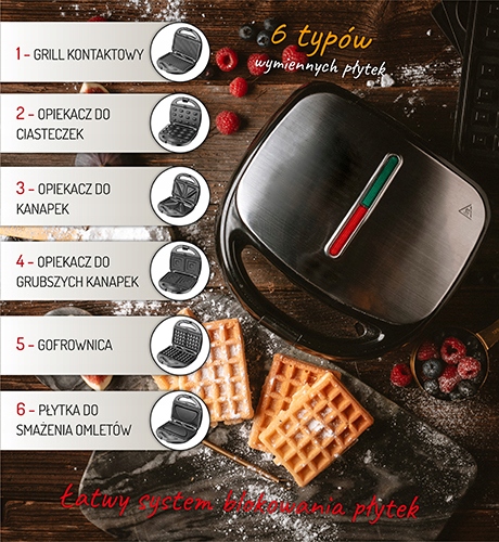 Opiekacz 6 w 1 Camry 3057 - Grill, Gofry, Kanapki, Orzeszki
