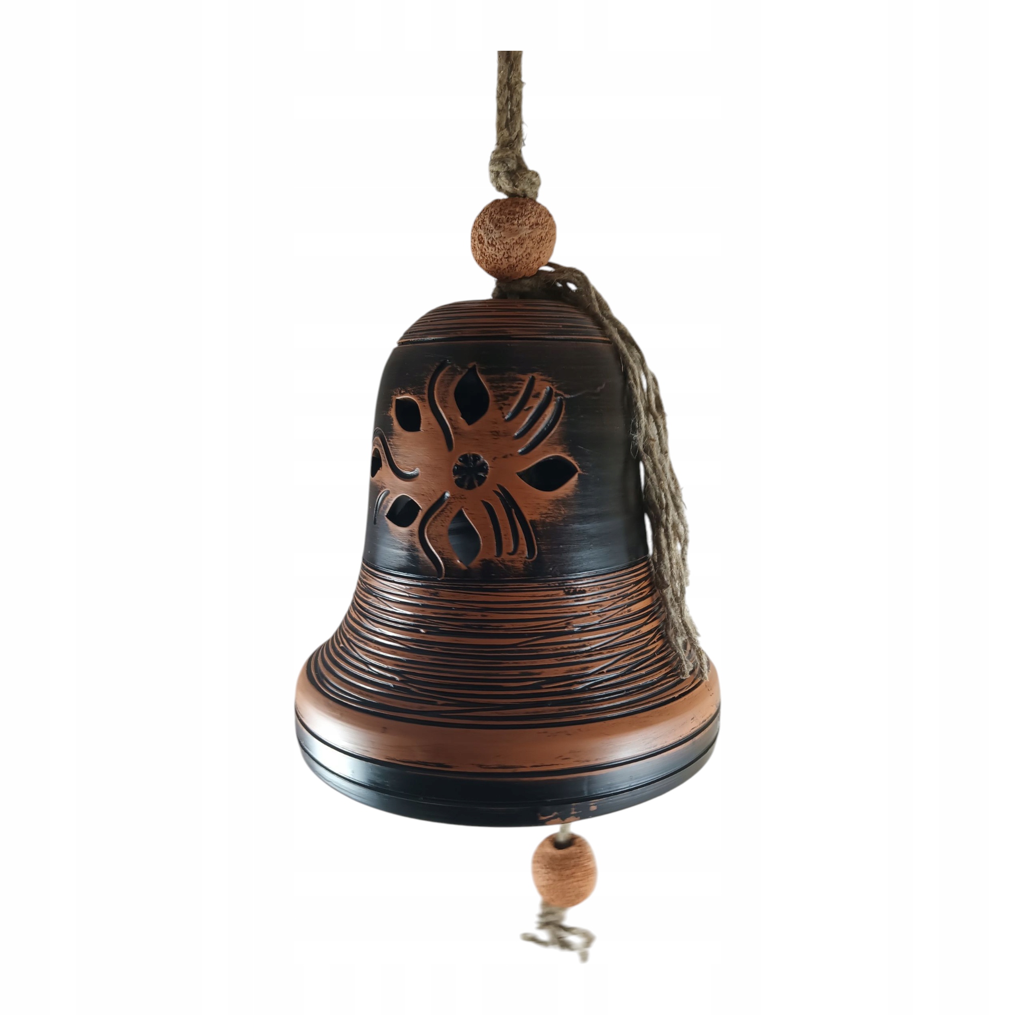 Dzwonek Ceramiczny Brązowy Ręcznie Zdobiony 1 dzwonek 60 cm Duży