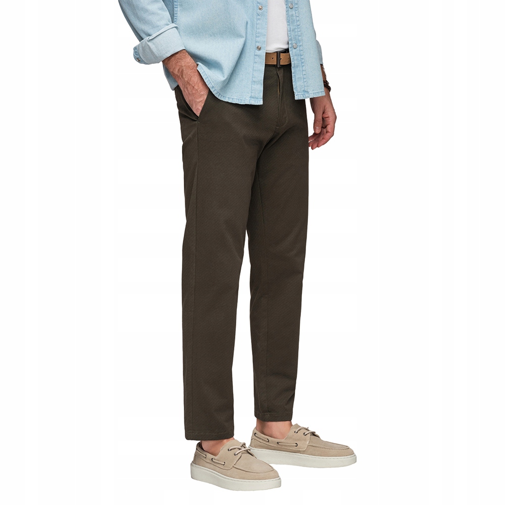 Pánské chino kalhoty regular s jemnou strukturou, tmavě zelené V4 P1518 XL