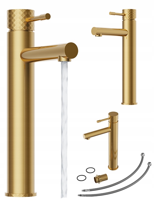 Umývadlová batéria Glami vysoká stojanková do kúpeľne brushed gold kohútik