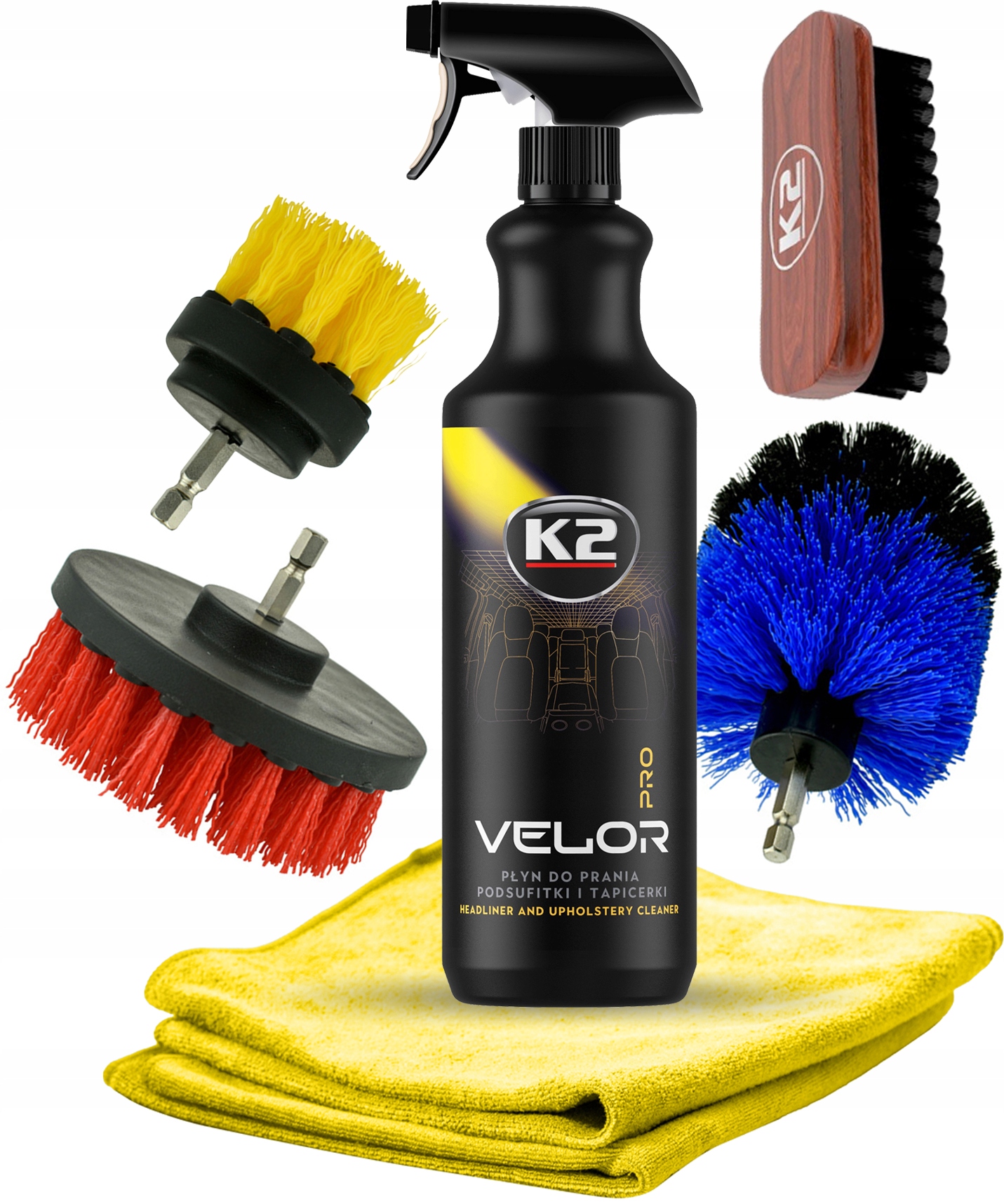 

K2 Velor Pro 1L Szczotki Pranie Tapicerki Zestaw