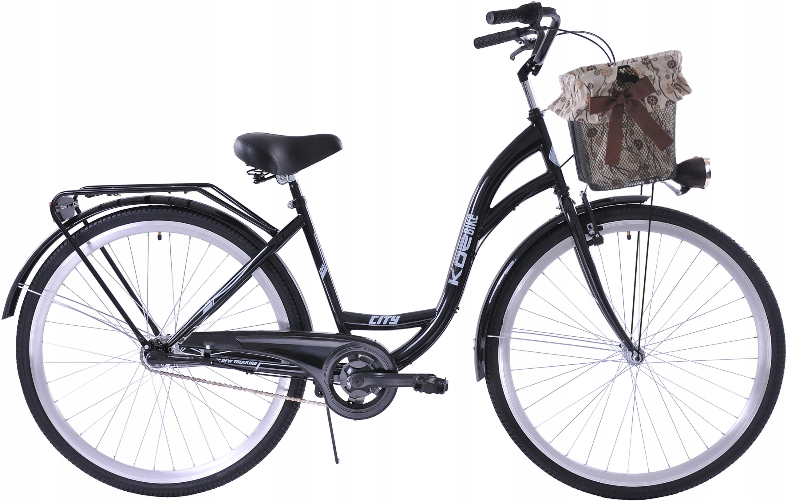 Stylowy rower miejski 28 Kozbike 3 biegi czarny kosz wkładka