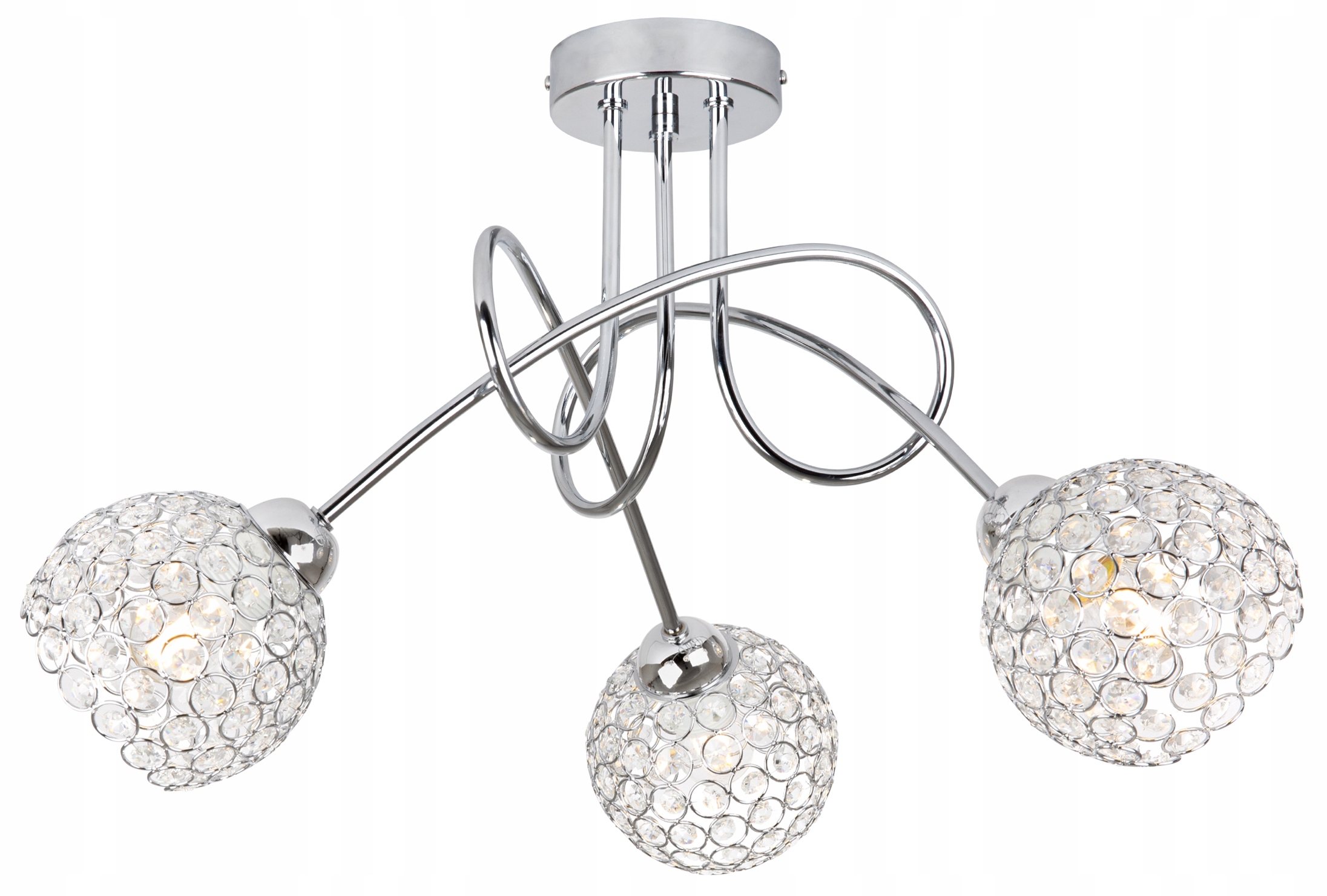 

Lampa Sufitowa Wisząca Żyrandol Kryształ Chrom Led
