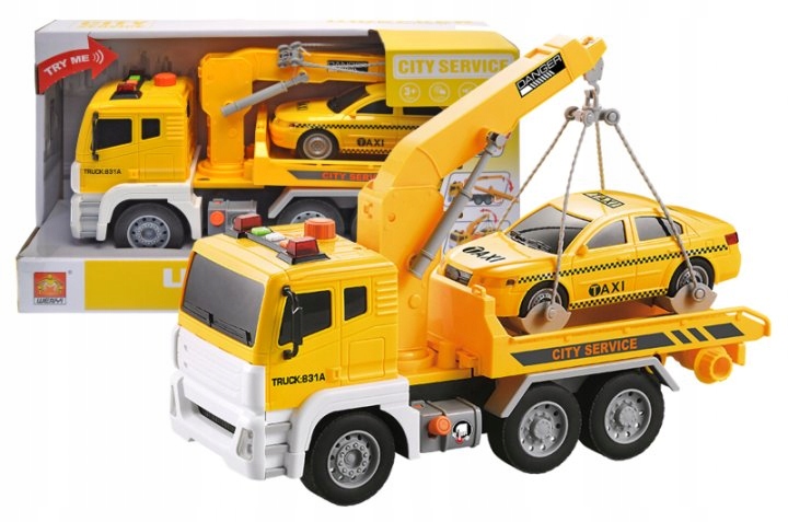 

Ciężarówka Laweta Dla Dzieci Z Podnośnikiem Dżwięk