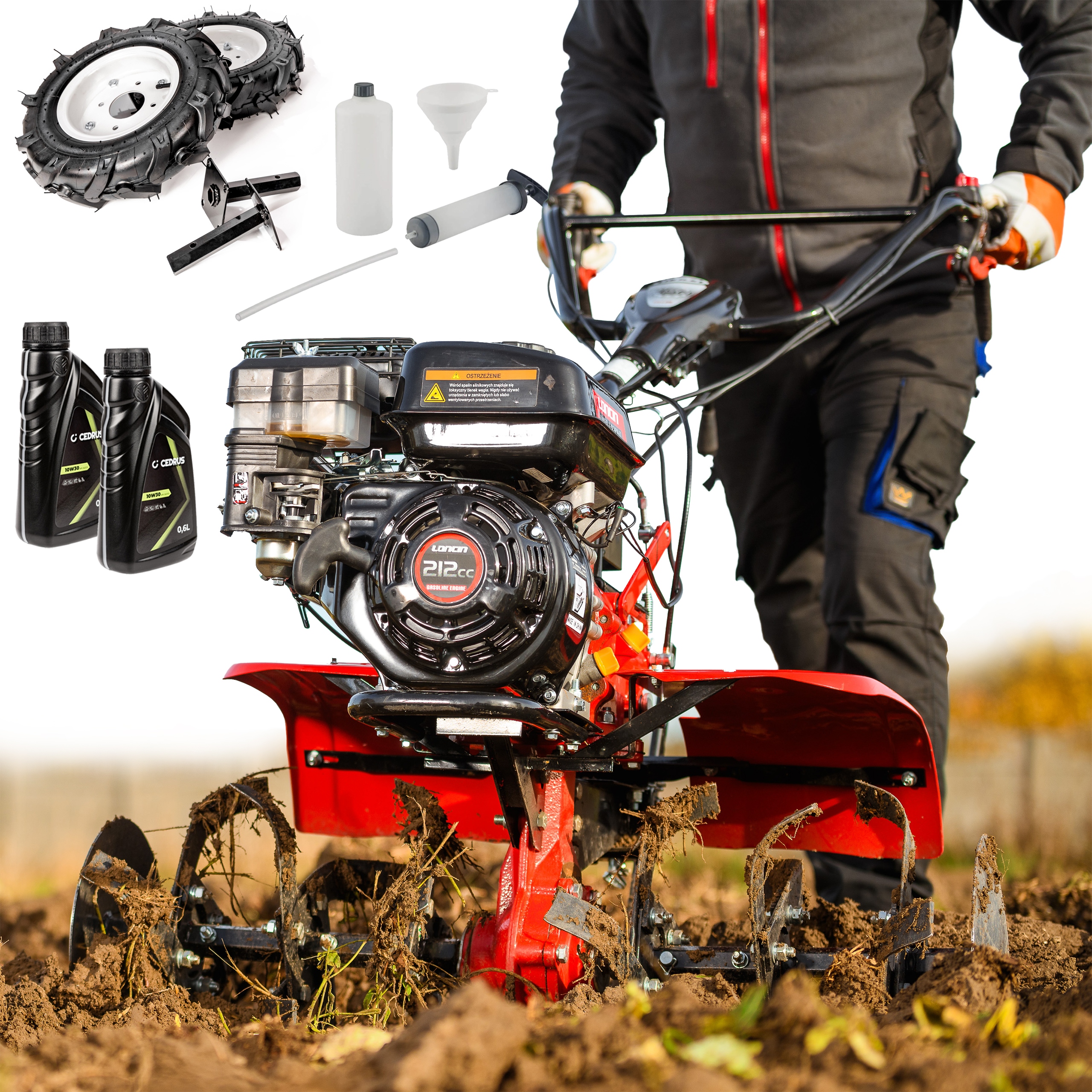Loncin Glebogryzarka Spalinowa L85 6 Km 85 cm Koła Gumowe Napęd Osłony