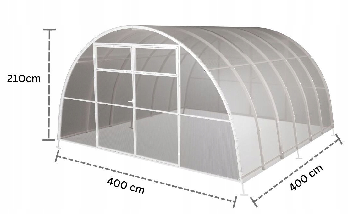 Szklarnia z poliwęglanu Tunel ogrodowy 4x4 m profile 20x40 poliwęglan 4mm Powierzchnia 16 m²