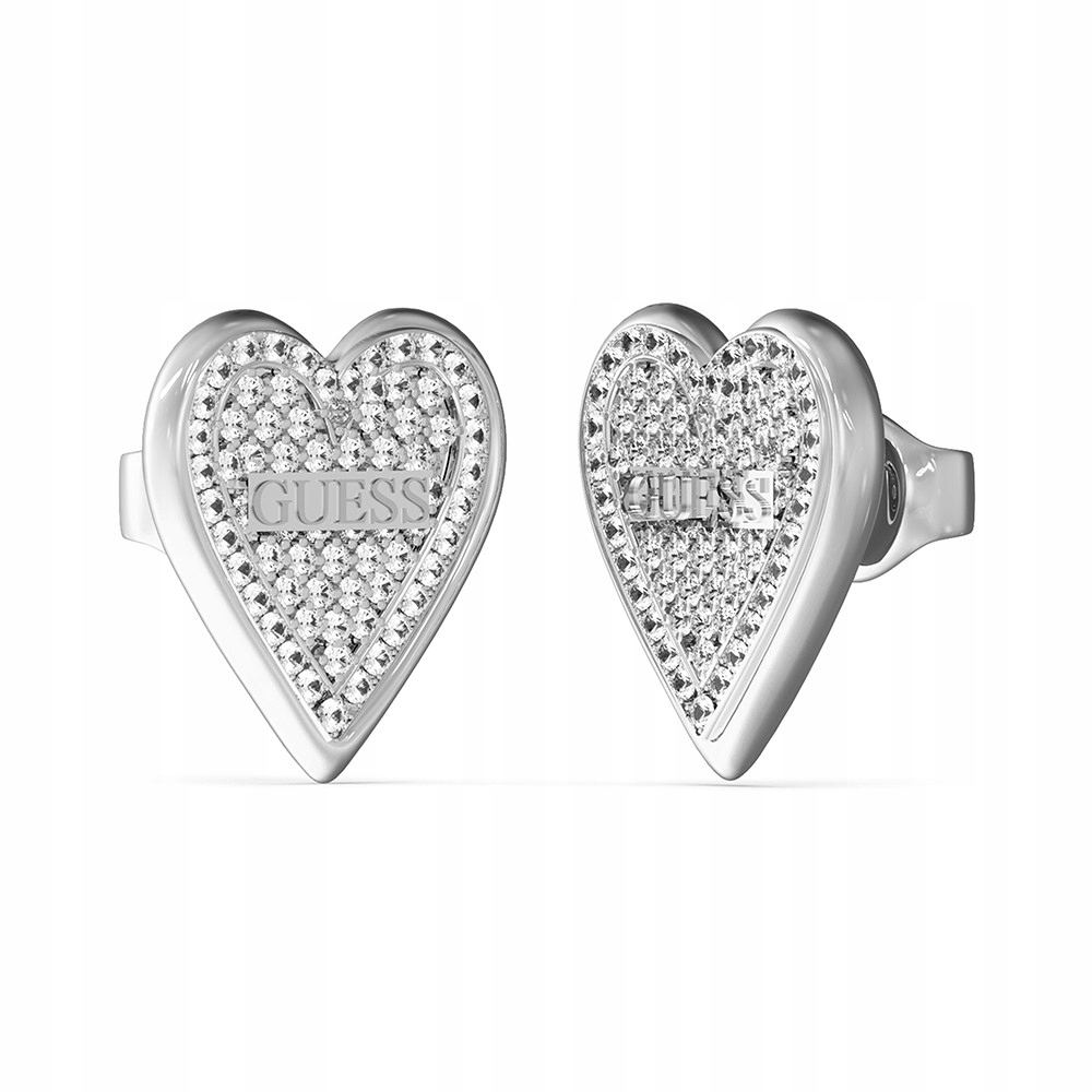 Dámské Náušnice Guess stříbrné zirkon srdce