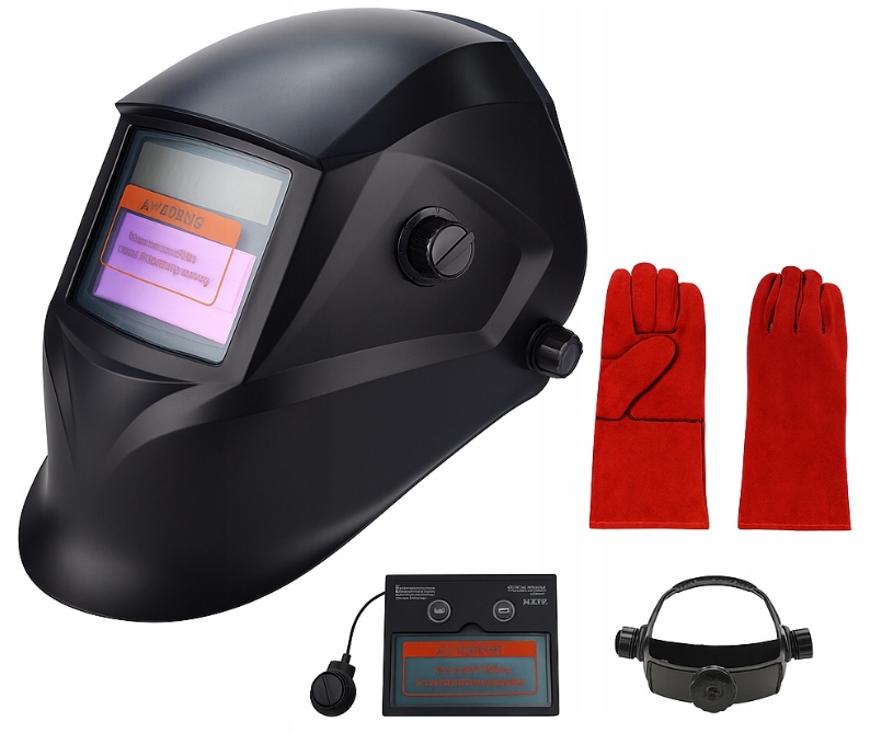 Maska Spawalnicza 2w1 Przyłbica Samościemniająca Filtr Rękawice