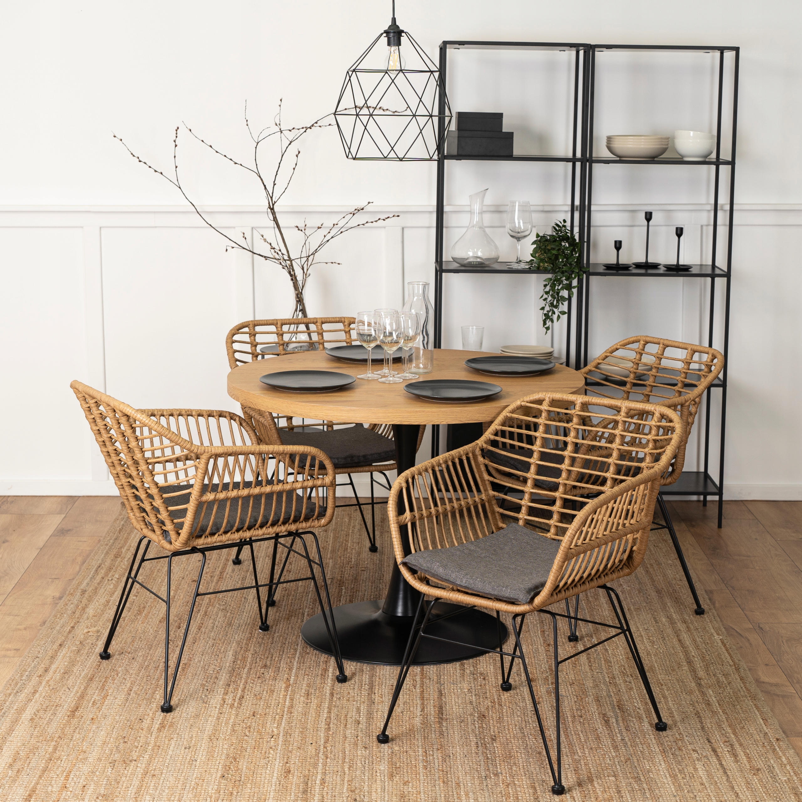 Krzesło Ogrodowe Rattanowe Skandynawskie Plecione Kuchni Jadalni MUSA Stan opakowania oryginalne