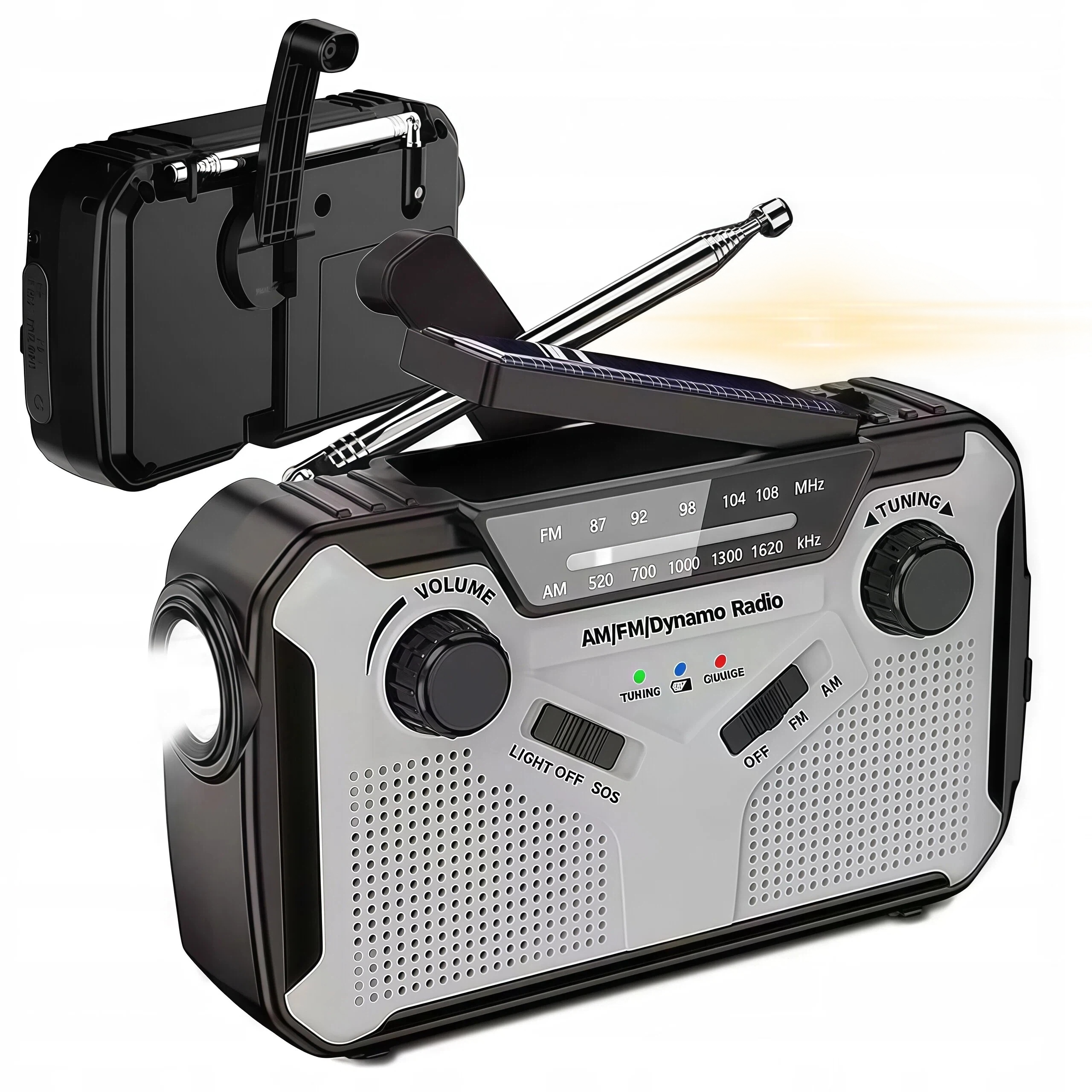 Turistické Nouzové Rádio Solární Klikou Napájení Fm Am Powerbanka 2500MAH