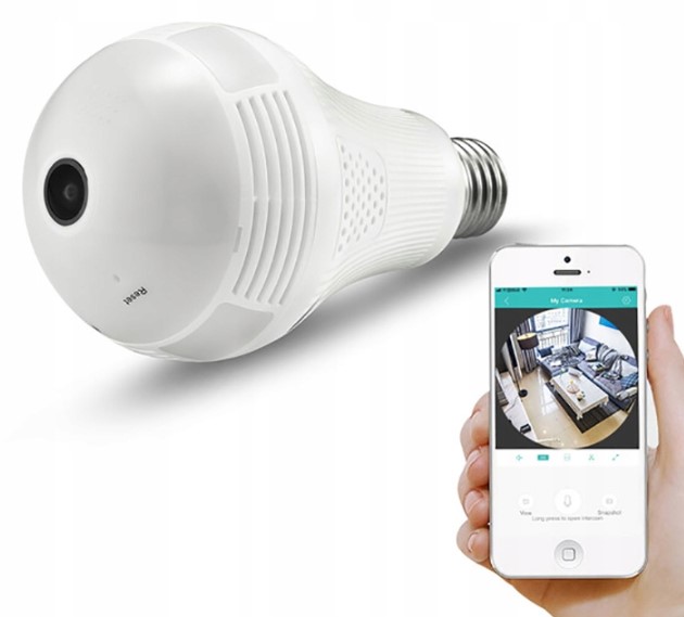 Kamera WiFi IP monitoring w żarówce 360 AUDIO LED Rozdzielczość 1.3 Mpx